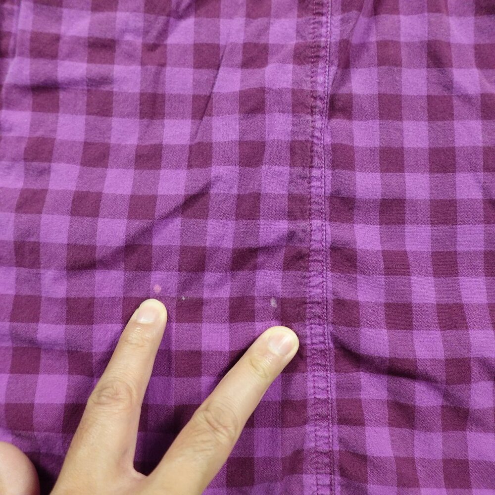 Duluth Trading‎ Organic Cotton Plaid Button Shirt 3/4 Sleeve Women’s 2XL Purple - Picture 5 of 10